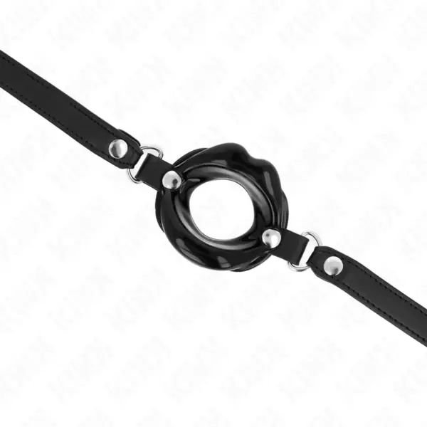 KINK - Mordaza Labial 8 cm con Correa de Polipiel Negra - Imagen 4