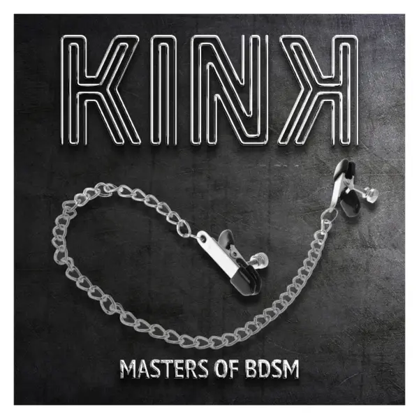 KINK - Pinzas para Pezones Planas Negro con Cadena Plateado 34 cm - Imagen 6