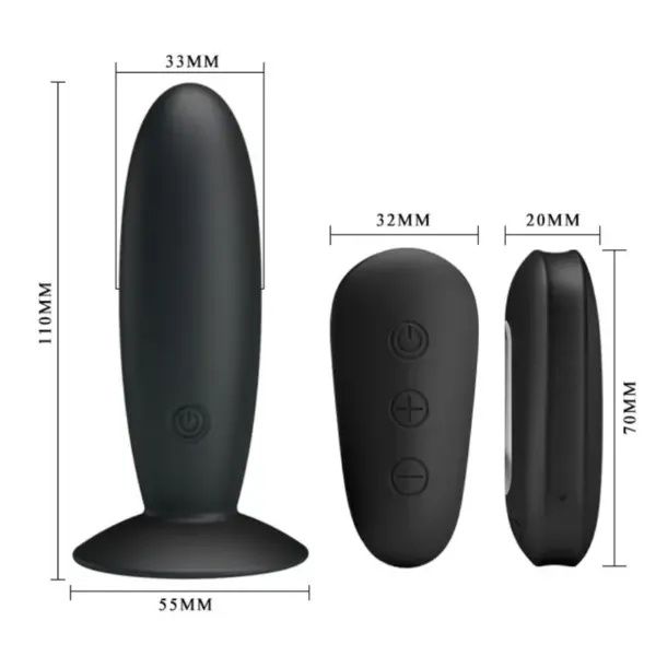 Mr Play - Plug anal con vibración negro control remoto - Imagen 6