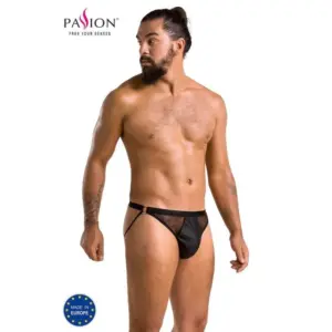 PASSION - Slip Open Luke Negro S/M: Lencería Erótica de Calidad