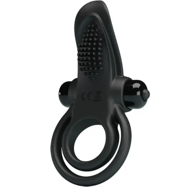 Pretty Love - Doble anillo vibrador + estimulador clítoris 10 vibraciones negro