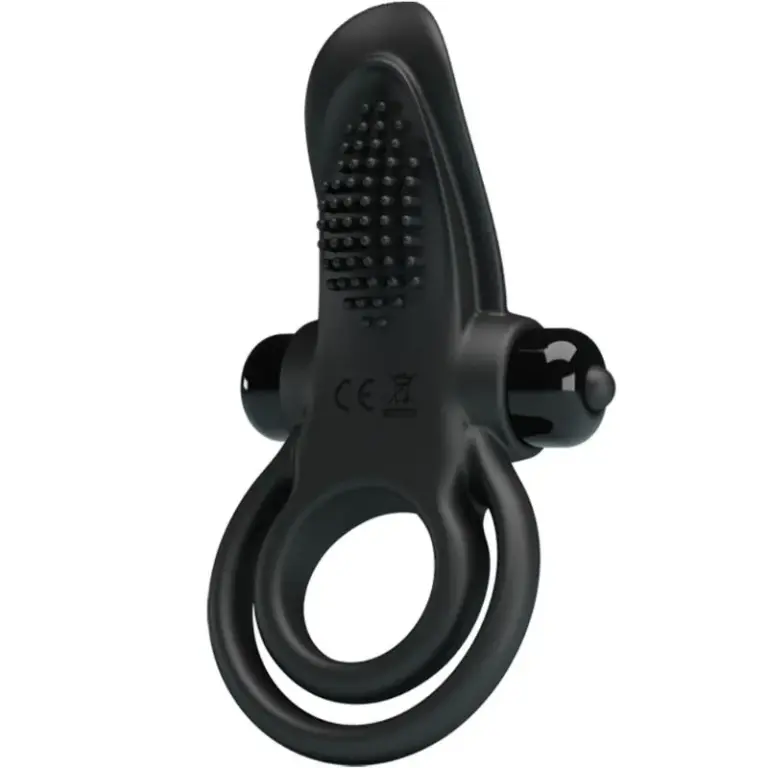 Pretty Love - Doble anillo vibrador + estimulador clítoris 10 vibraciones negro