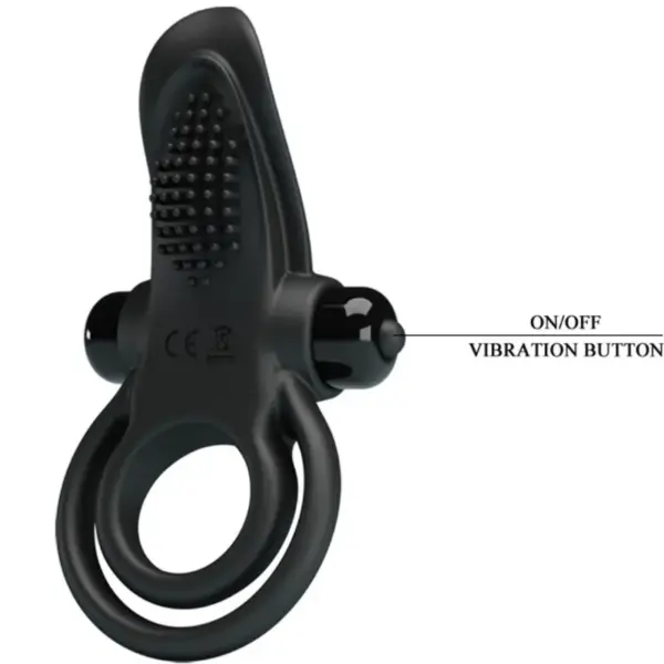 Pretty Love - Doble anillo vibrador + estimulador clítoris 10 vibraciones negro - Imagen 4