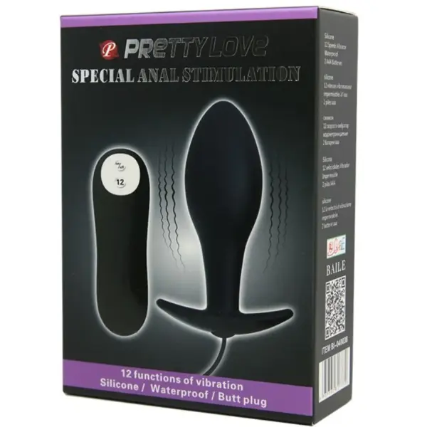 Pretty Love - Plug anal silicona forma ancla 12 modos vibración negro - Imagen 3