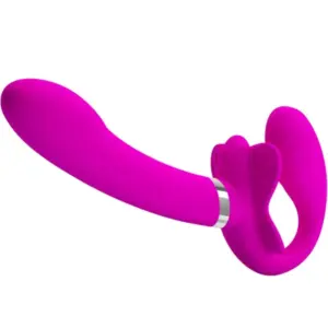 Pretty Love - Vibrador doble strap-on morado con 12 vibraciones