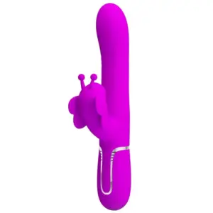 Pretty Love - Vibrador rabbit multifunción 4 en 1 mariposa fucsia