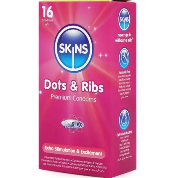 SKINS - DOTS & RIBS PRESERVATIVOS PREMIUM PACK 16 - Imagen 2