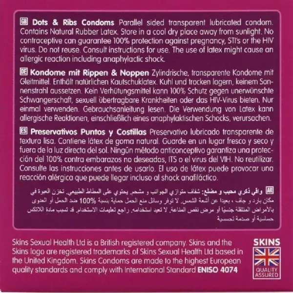 SKINS - DOTS & RIBS PRESERVATIVOS PREMIUM PACK 4 - Imagen 4
