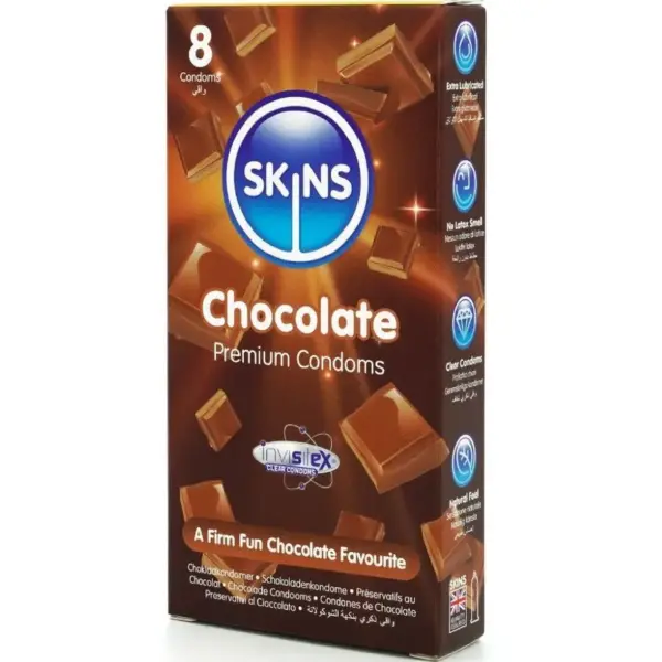 SKINS - Preservativos Premium Sabor Chocolate Pack 8 - Imagen 2
