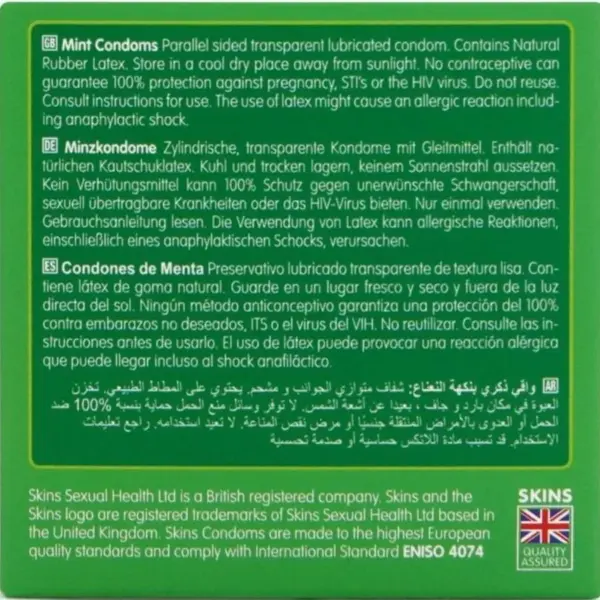 SKINS - PRESERVATIVOS PREMIUM SABOR MENTA PACK 4 - Imagen 4