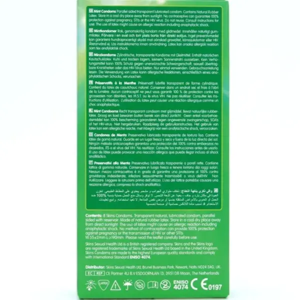 SKINS - PRESERVATIVOS PREMIUM SABOR MENTA PACK 8 - Imagen 4