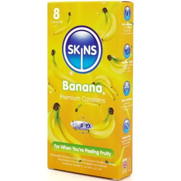 SKINS - PRESERVATIVOS PREMIUM SABOR PLÁTANO PACK 8 - Imagen 2