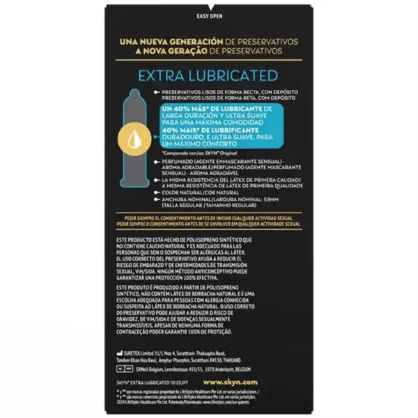 SKYN - Preservativo Extra Lubricado 10 Unidades para una Experiencia Única - Imagen 2