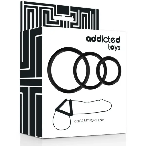 ADDICTED TOYS - Set Anillos Pene Negro para una Experiencia Única - Imagen 3