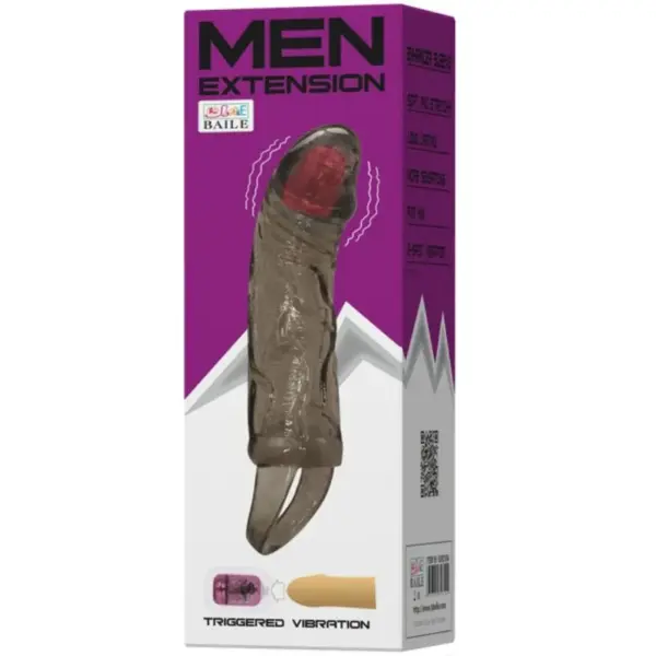 BAILE - Funda extensora pene con vibración y strap para testículos 13.5 cm - Imagen 2