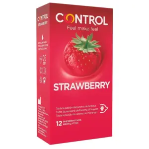 CONTROL - ADAPTA FRESA 12 UNIDADES - Preservativos Saborizados para Momentos Únicos