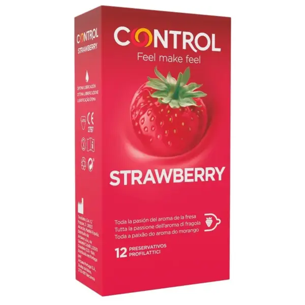 CONTROL - ADAPTA FRESA 12 UNIDADES - Preservativos Saborizados para Momentos Únicos