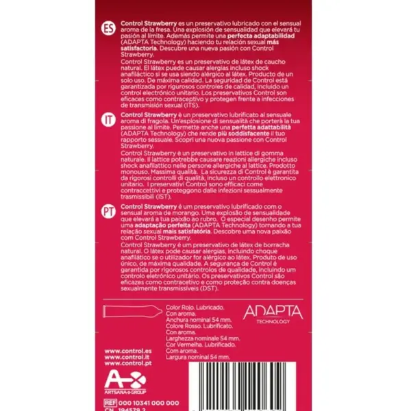 CONTROL - ADAPTA FRESA 12 UNIDADES - Preservativos Saborizados para Momentos Únicos - Imagen 2