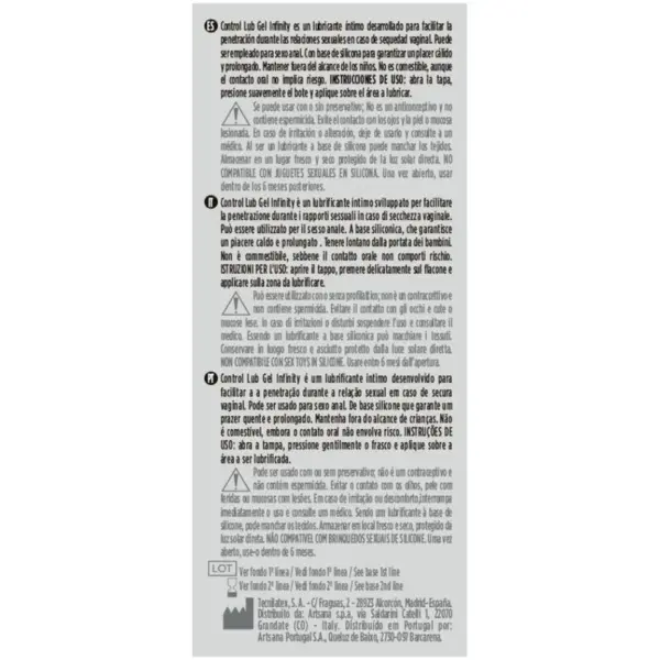 Control - Infinity Lubricante Base Silicona 75 ML para Placer Duradero - Imagen 2