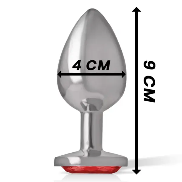 INTENSE - Plug anal metal aluminio con cristal rojo talla L - Imagen 4