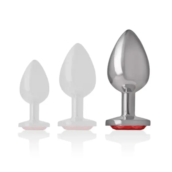 INTENSE - Plug anal metal aluminio con cristal rojo talla L - Imagen 5