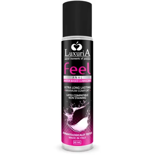 Luxuria Feel - Lubricante anal a base de agua 60 ml para momentos íntimos