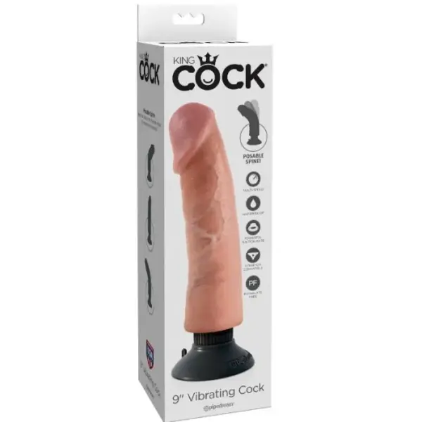 KING COCK - Dildo Vibrador 23 cm Natural, Realismo y Placer Asegurado