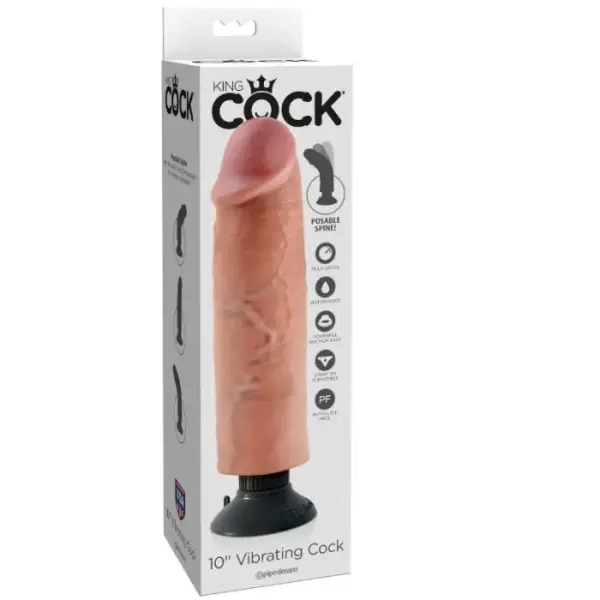 KING COCK - Dildo vibrador 25.5 cm natural para experiencias únicas - Imagen 6