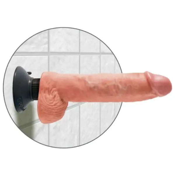 KING COCK - Dildo Vibrador con Testículos 25.5 cm Color Natural - Imagen 4