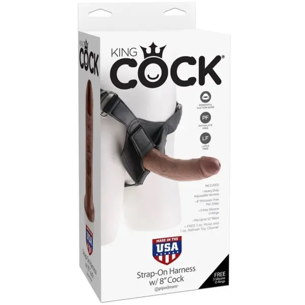 KING COCK - Harness con pene realístico marrón 20.3 cm - Imagen 3