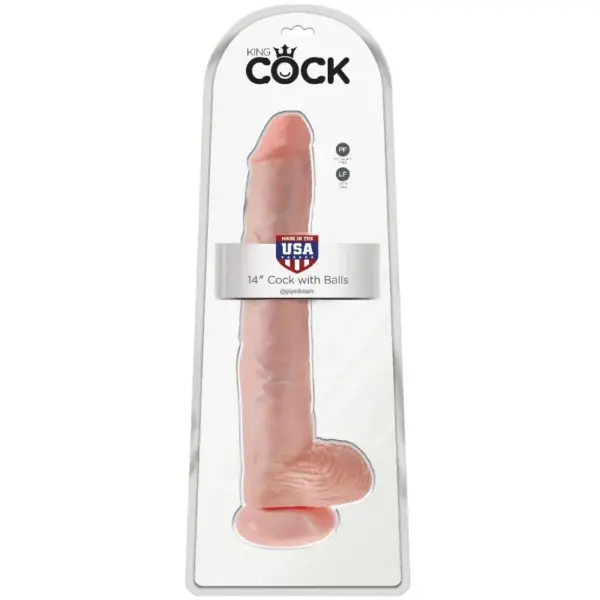 KING COCK - Pene con testículos 35.6 cm color natural - Imagen 2