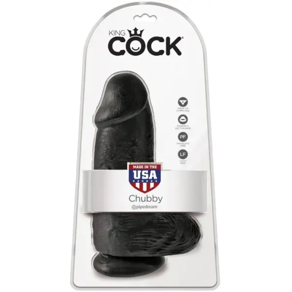 KING COCK - Pene Realístico Chubby 23 cm Negro - Imagen 6