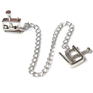 OHMAMA FETISH - Pinzas metálicas tornillo con cadena para juegos eróticos