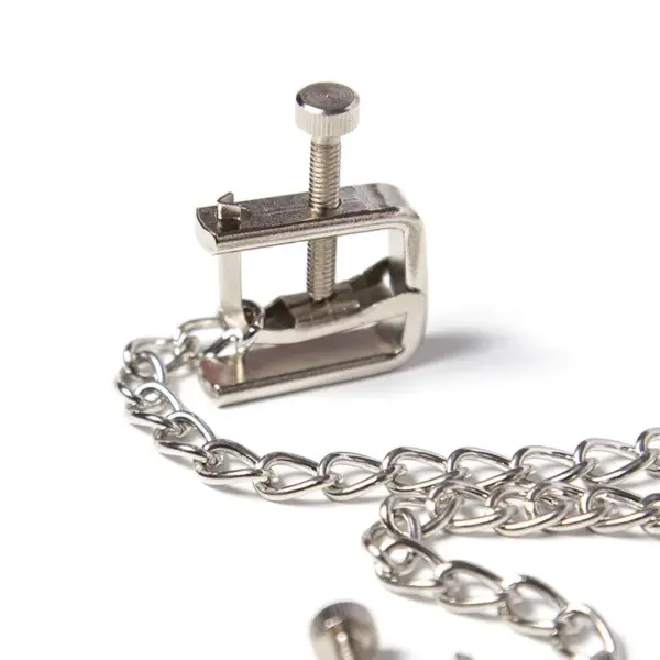 OHMAMA FETISH - Pinzas metálicas tornillo con cadena para juegos eróticos - Imagen 3