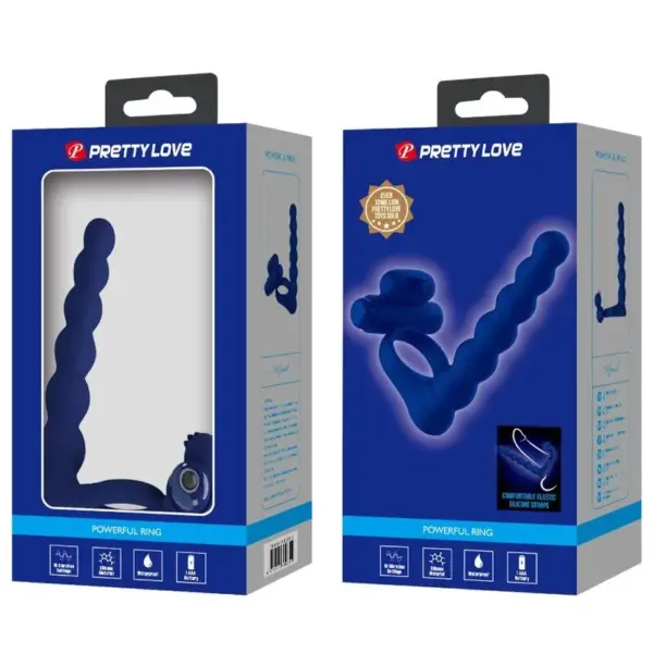 Pretty Love - Anillo vibrador con plug azul - Imagen 10
