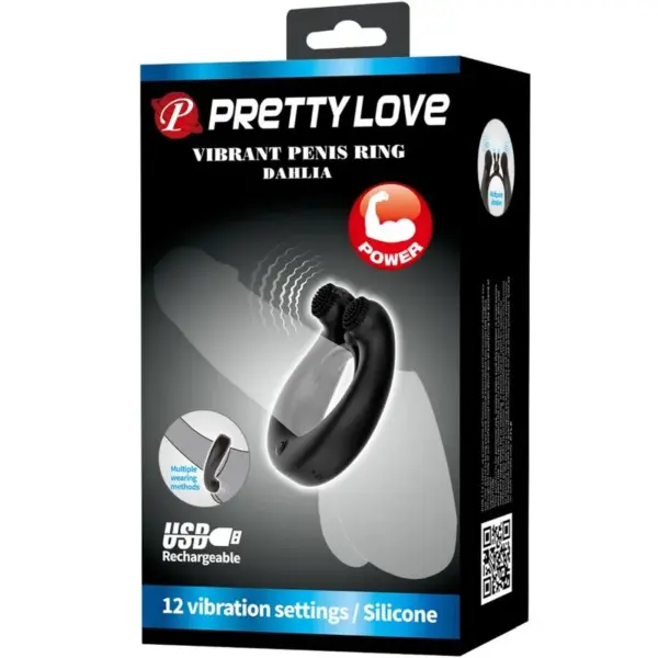 Pretty Love - Anillo Vibrador y Estimulador de Clítoris Negro - Imagen 9