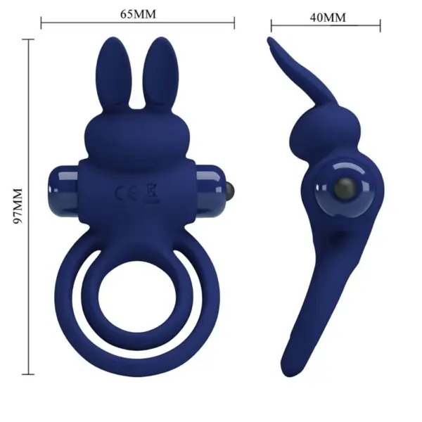Pretty Love - Anillo vibrador rabbit azul para el placer compartido - Imagen 6