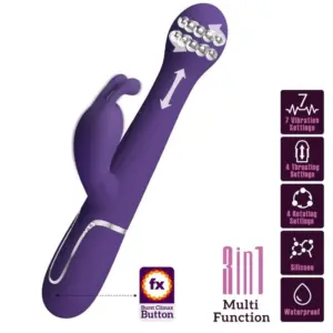 Pretty Love - Vibrador rabbit 3 en 1 multifunción morado