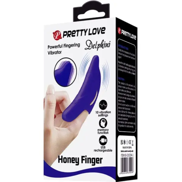 Pretty Love - Delfini Poderoso Estimulador de Dedo Azul Oscuro - Imagen 10