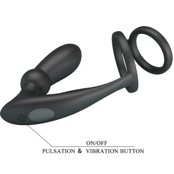 Pretty Love - Anillo pene y plug anal con vibraciones negras - Imagen 6