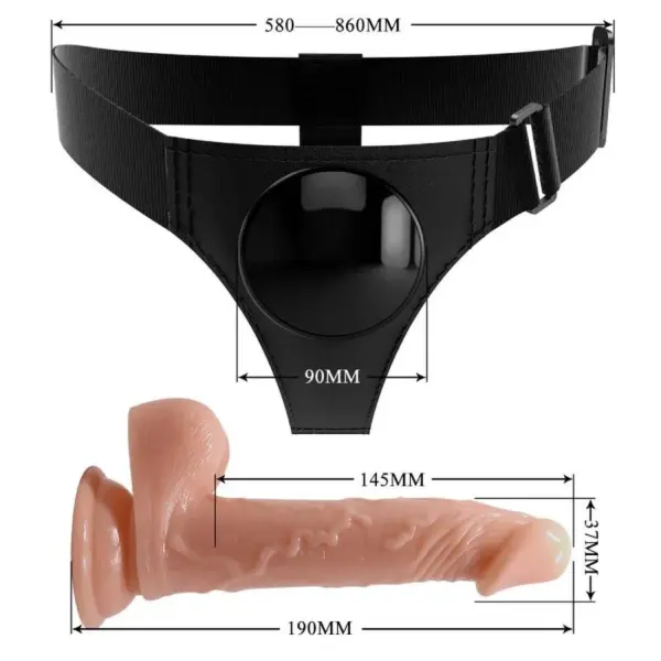 Pretty Love - Harness Briefs Arnés Universal con Dildo Kevin 19 cm Natural - Imagen 6