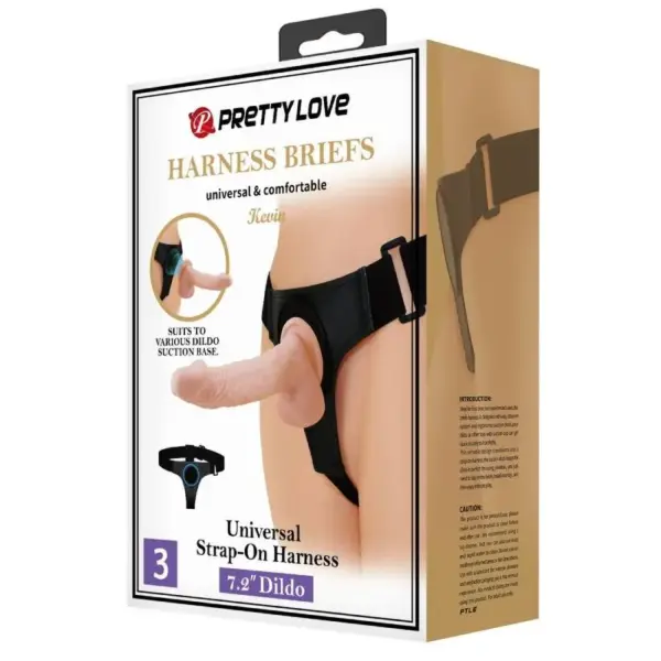 Pretty Love - Harness Briefs Arnés Universal con Dildo Kevin 19 cm Natural - Imagen 9