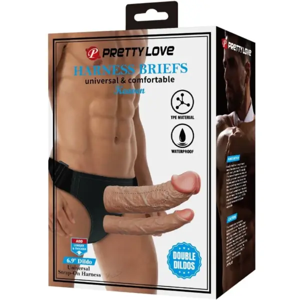 Pretty Love - Keaven Harness Briefs Universal & Comfortable Doble Dildo - Imagen 7