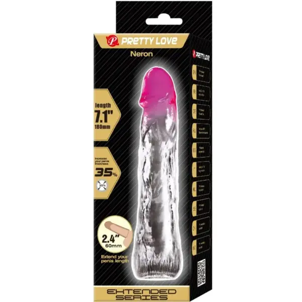 Pretty Love - Funda realística alargadora de 6 cm para pene rosa - Imagen 6
