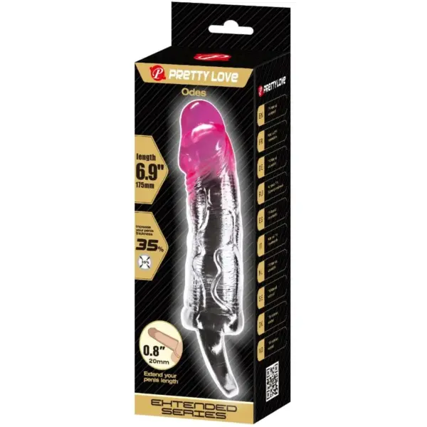 Pretty Love - Funda Realística Alargadora de 2 cm para Pene Rosa - Imagen 7