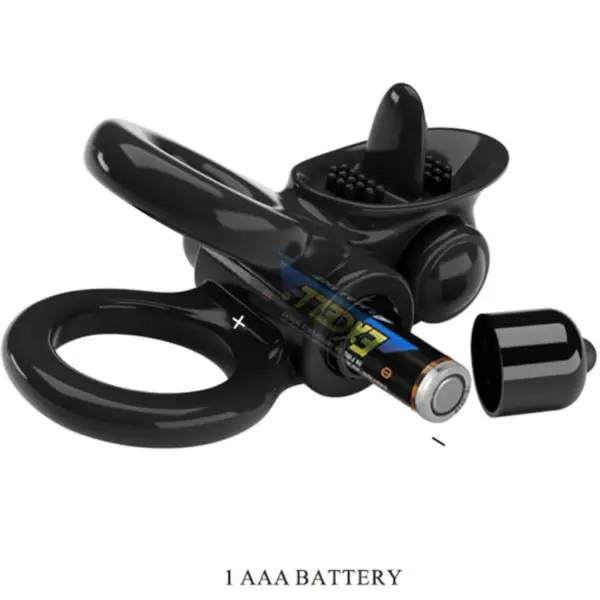 Pretty Love - Passionate Ring Doble Anillo Vibrador + Estimulador Clítoris Negro - Imagen 3