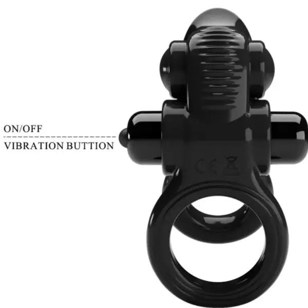 Pretty Love - Passionate Ring Doble Anillo Vibrador + Estimulador Clítoris Negro - Imagen 5