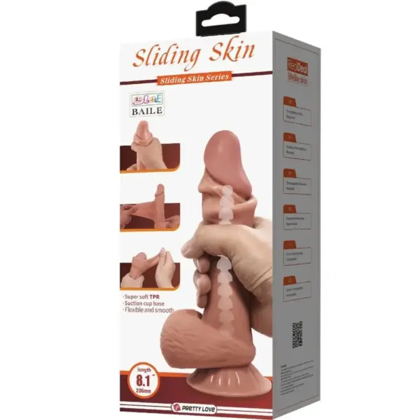 Pretty Love - Sliding Skin Series Dildo Realístico con Ventosa Moreno 19.4 cm - Imagen 7
