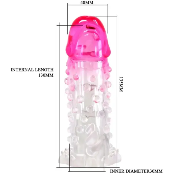 Pretty Love - Wilford Funda Realística Alargadora con Relieve para Pene Rosa - Imagen 5