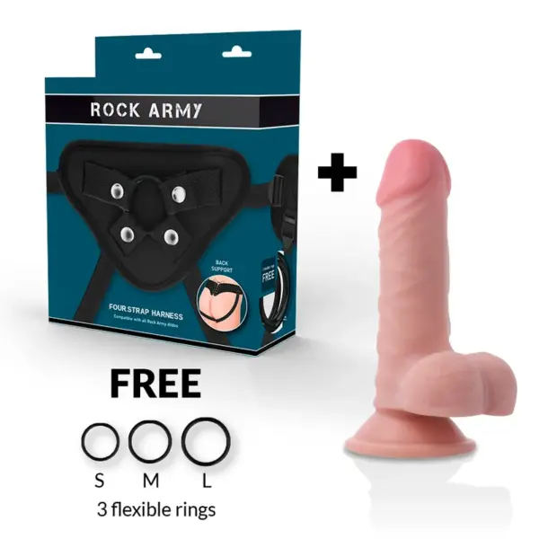 Rockarmy - Arnés + Dual Density Panzer Dildo Realista 17 cm - 4.46 cm - Imagen 2